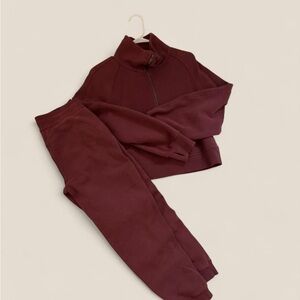 lululemon athletica Women's Burgundy Zip Jacket & Joggers Set